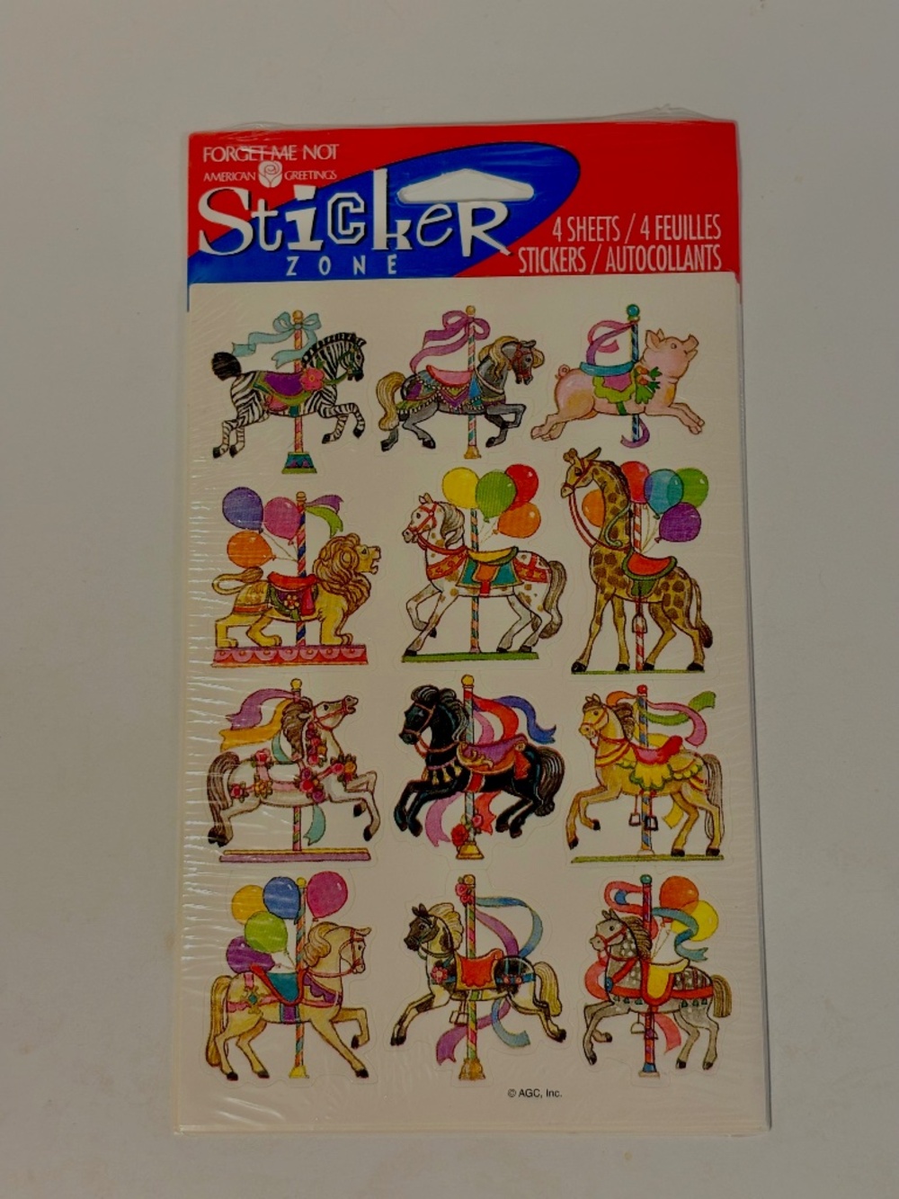 Vintage American Greetings Stickers Carousel Horse Zebra Pig & More Animals New